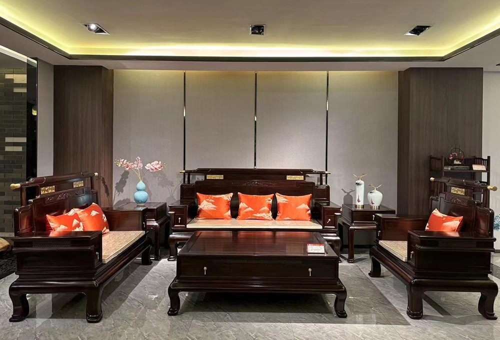 Modern Chinese Style Solid Ebony Wood Sofa Set