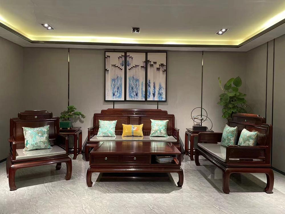 Modern Chinese Style Solid Wood Sofa