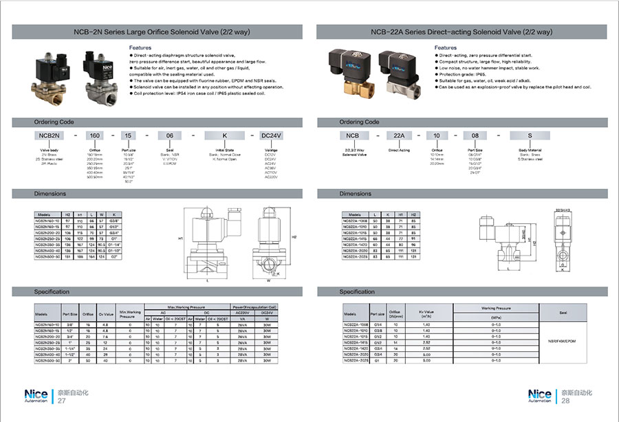 2w Series Water Solenoid Valves