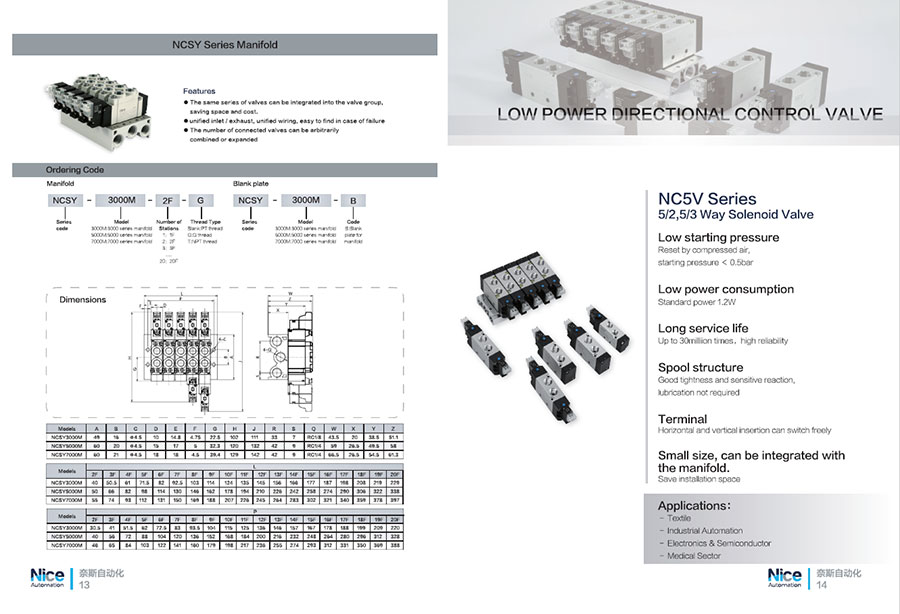 5/2 Or 5/3 Way Low Power Solenoid Valves