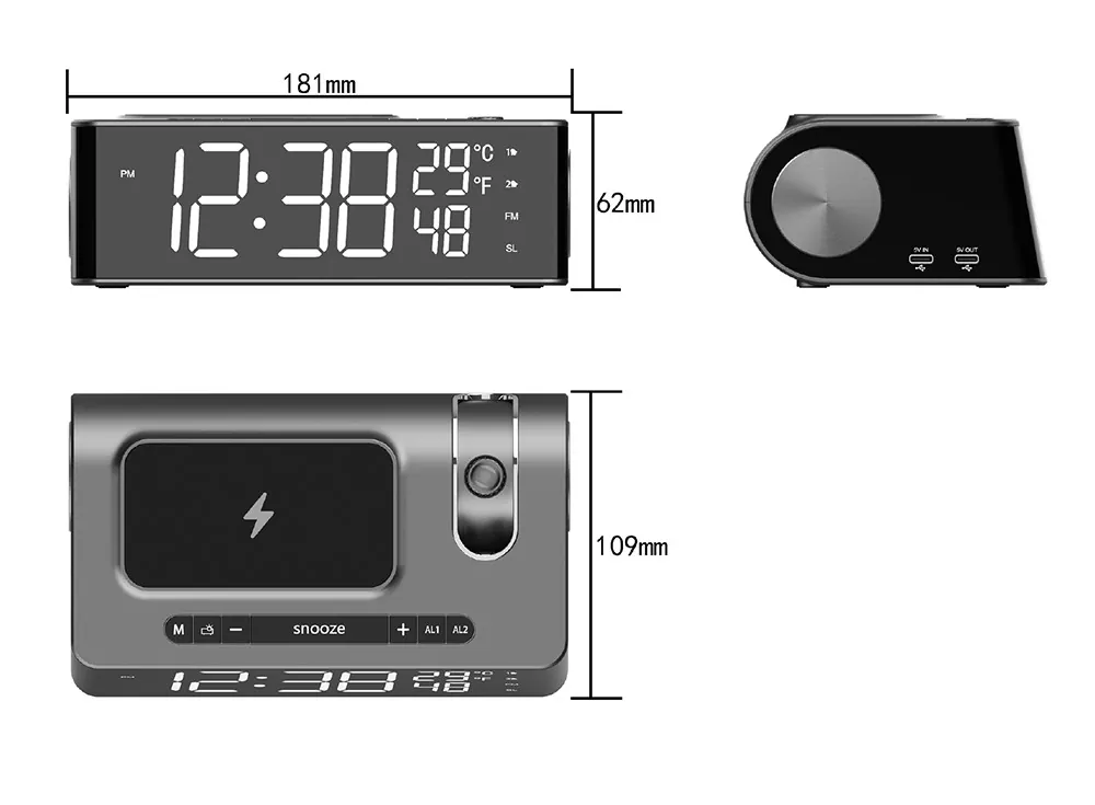 Digital Clock Radio Wireless Charging