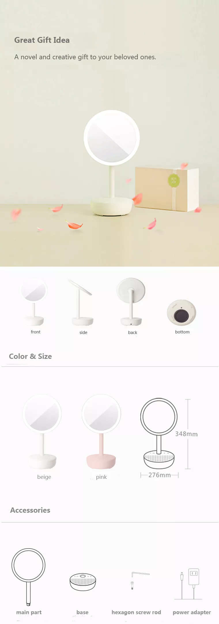 LED Mirror with Bluetooth Speaker