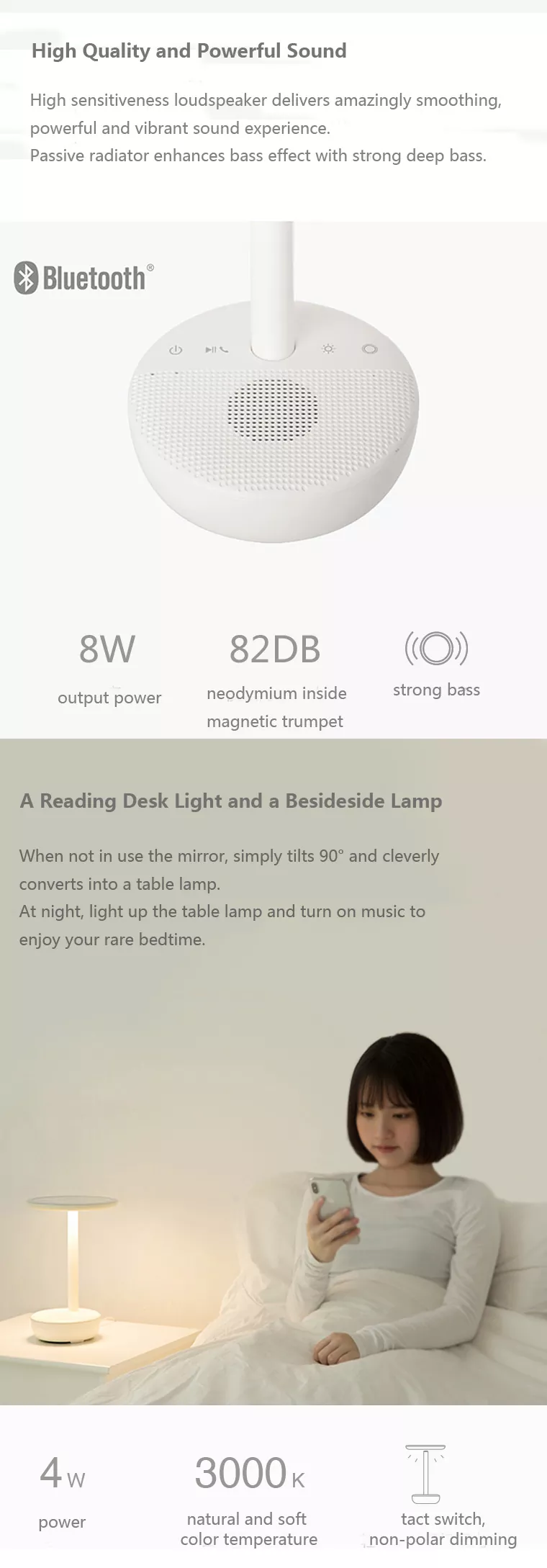 LED Mirror with Bluetooth Speaker