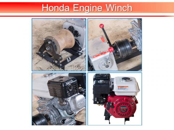 1 Ton Small Gasoline Cable Pulling Tools Engine Winch With Honda GX160 5.5HP 1