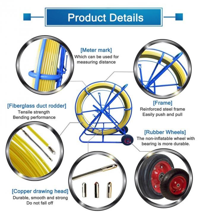 6 Mm Traceable Cable Duct Rodder , Cable Laying Tools In Telecom Project 1