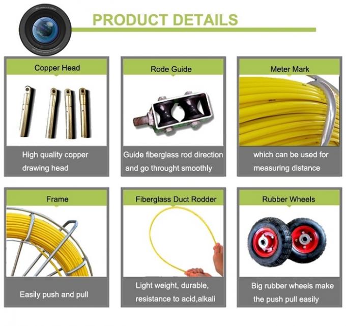 Self Coiled Fiberglass Duct Rodder 295 Mm Bending Radius Spray Coating 1