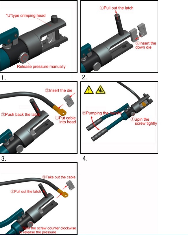 160KN Manual Hydraulic Crimping Tools YQK-300 U Type Cable Lug For Terminals 2