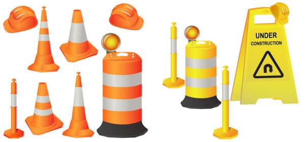 Red PVC Construction Safety Tools Traffic Rode Cones With Reflective Tape 1