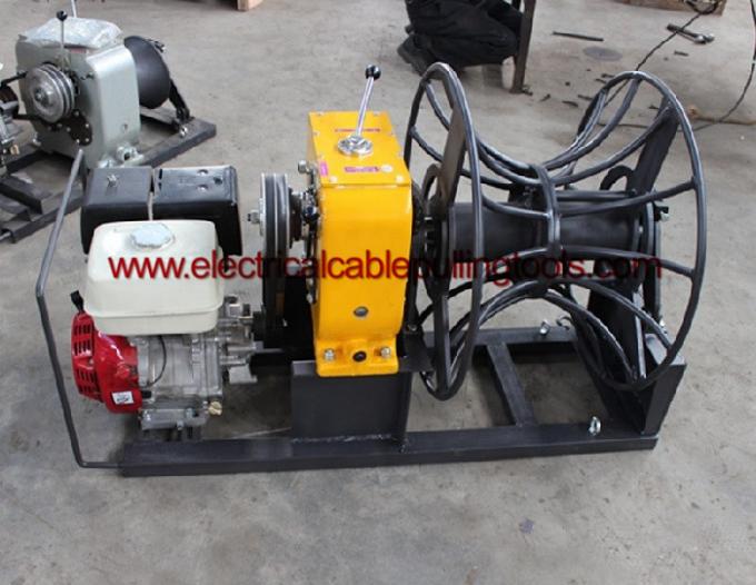 Transmission Line Wire Rope Winch / 2 Ton Wire Take Up Winch With Gasoline Engine 1