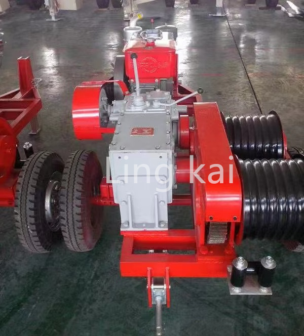 Transmission Line Motorised Pulling Winch 3 Ton With Double Capastans 1