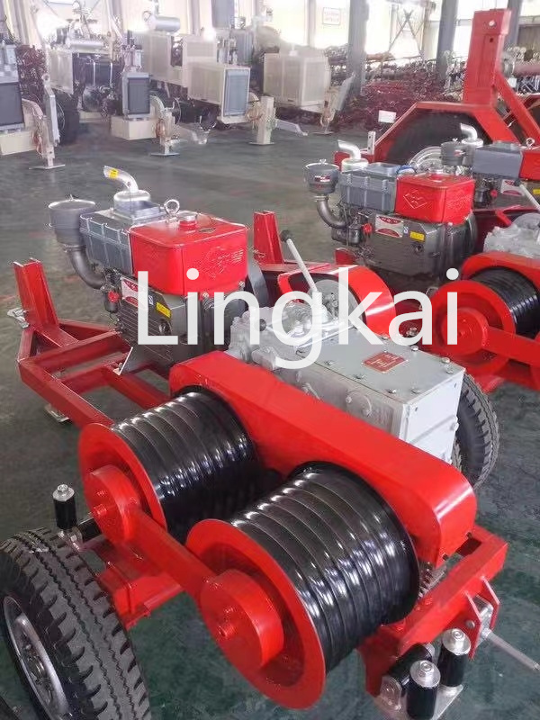 50KN Trailer Motorised Winches For Overhead Line Stringing 1