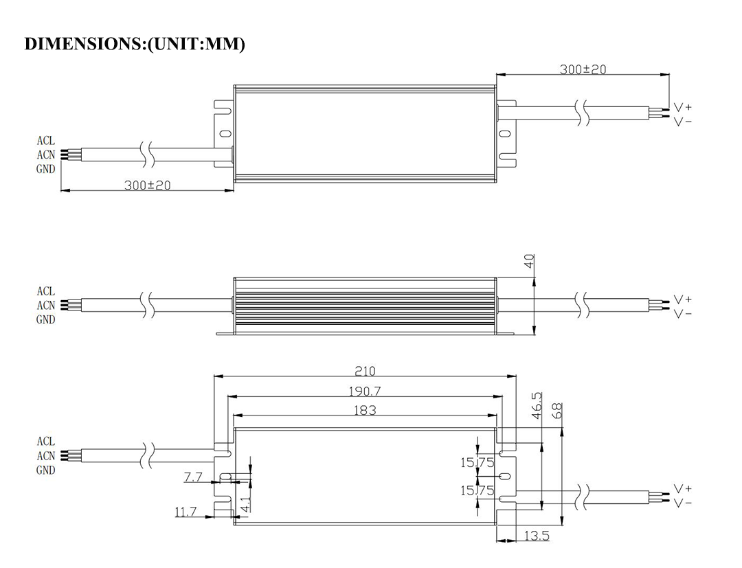 150w 12v led driver size